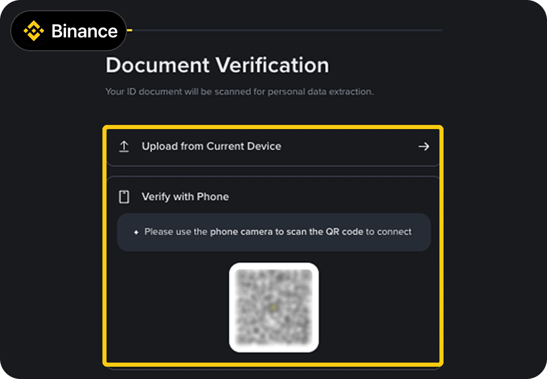 바이낸스 KYC 인증방법 PC 3단계 - QR 스캔 및 인증 수단 촬영