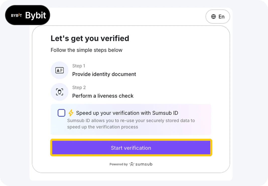 바이비트 KYC 인증방법 PC 4단계 - Start Verification 선택
