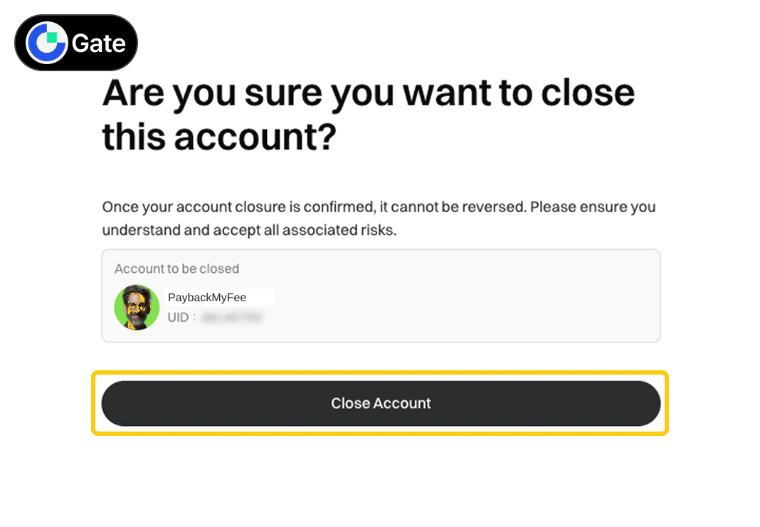 게이트 KYC 변경방법 PC 5단계 - 삭제 계정 정보 확인