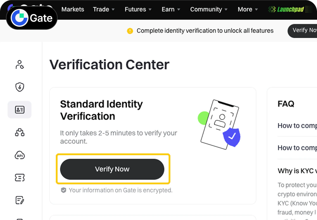 Gate KYC Verification Guide - Select Verify Now